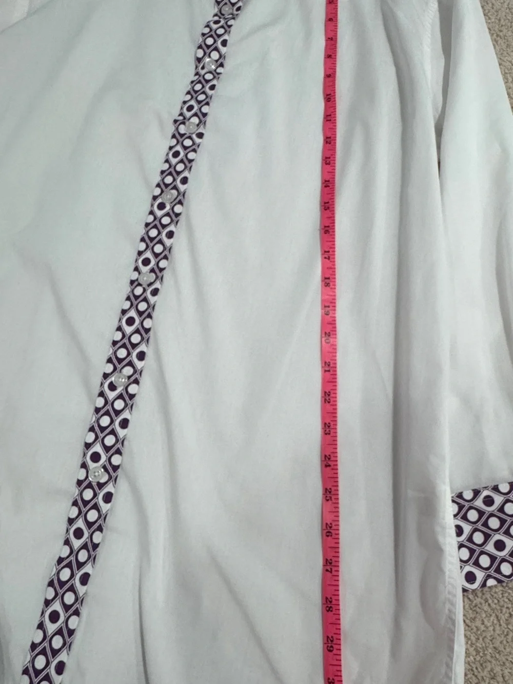 Luxtton Men’s Dress Shirt 16/32–33 White w/ Purple Contrast Trim Modern Fit